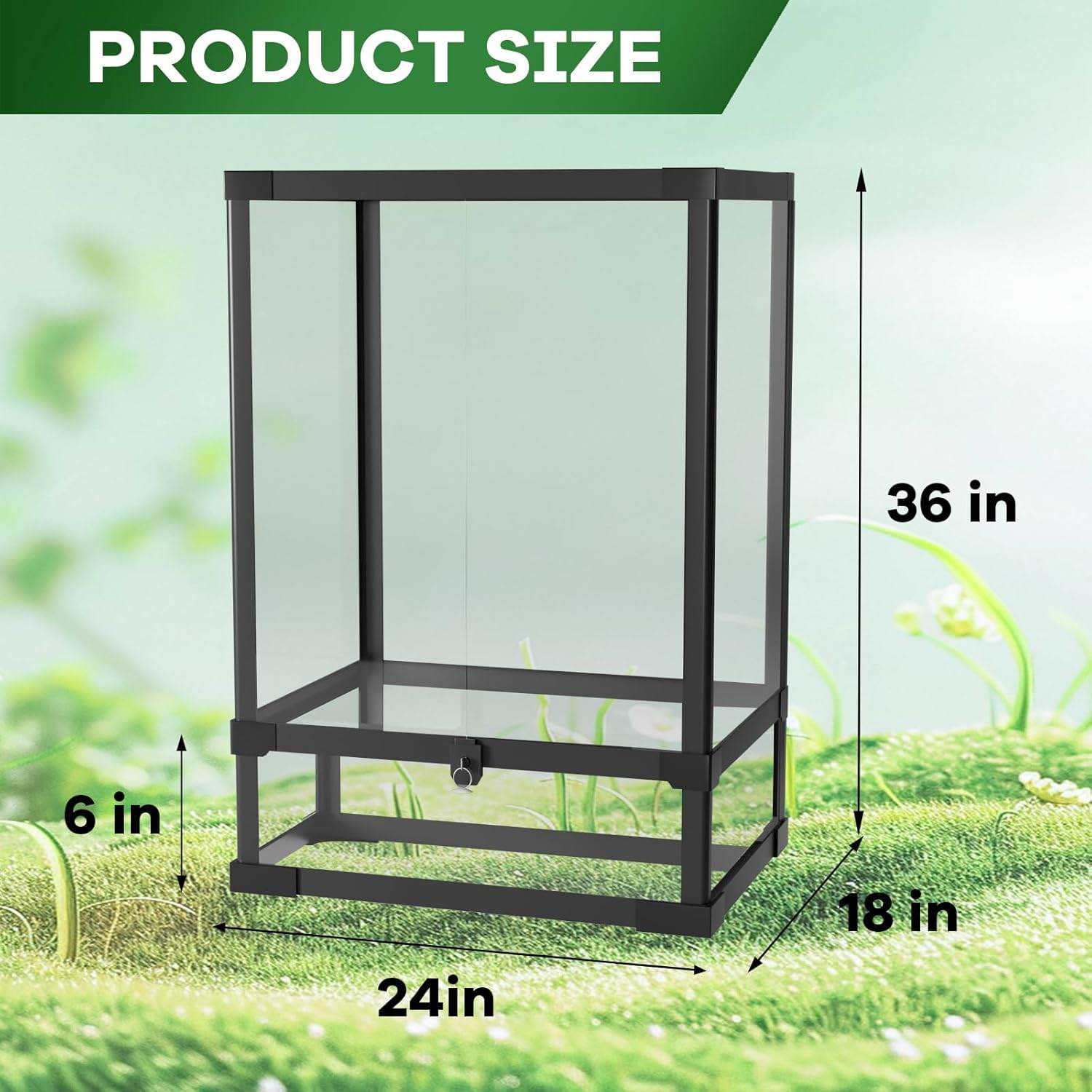 Garvee 67 Gallon Reptile Tall Glass Terrarium with Double Hinge Door & Top Screen Ventilation, ABS Plastic & Aluminum Frame, Side Nets & Glass Panels, Easy Assembly, Reptile Breeding Habitat