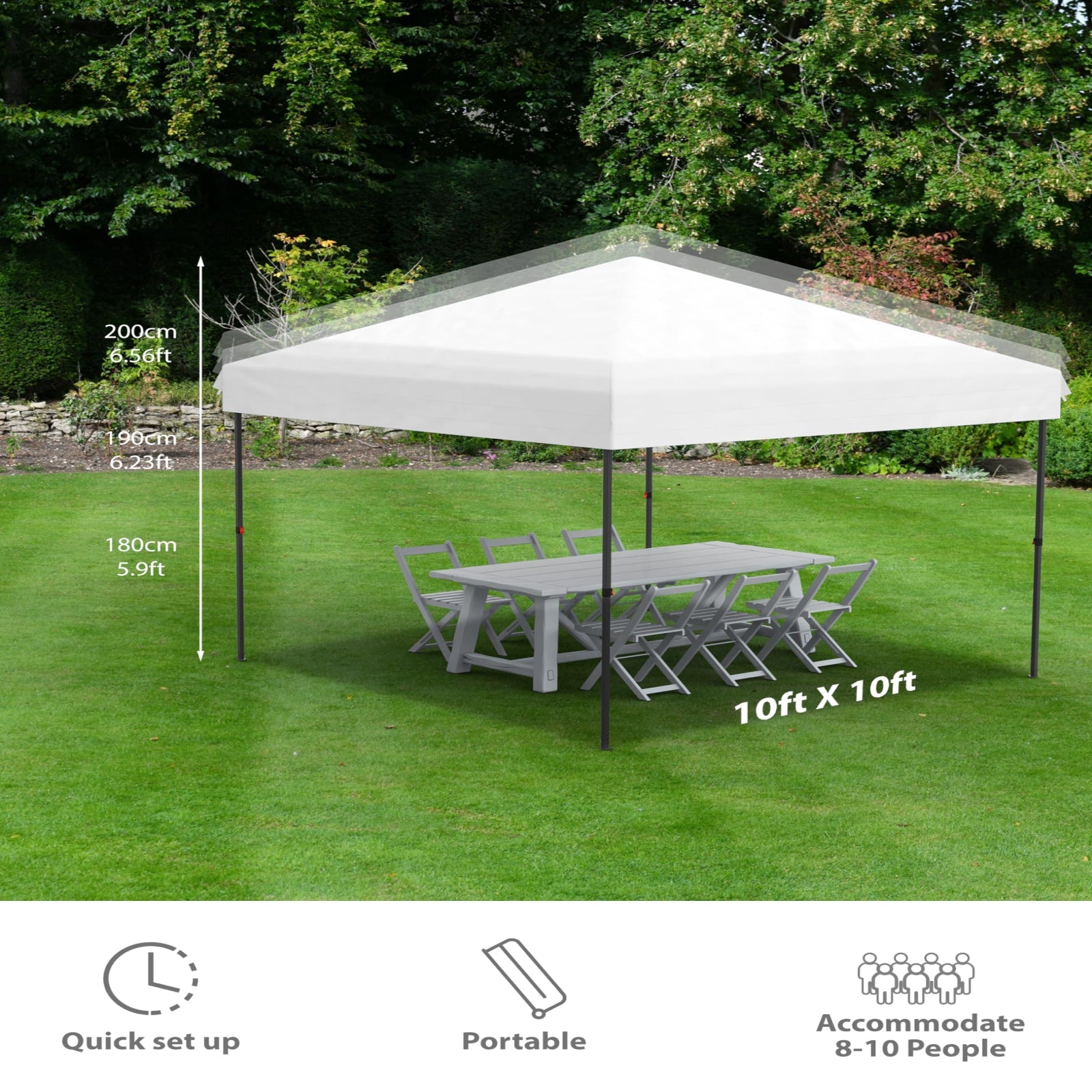 Garvee 10'x10' Pop-Up Canopy Tent - Heavy Duty Commercial Instant Shelter with 4 Sidewalls, One-Person Setup, Outdoor Canopy Tent, Grey