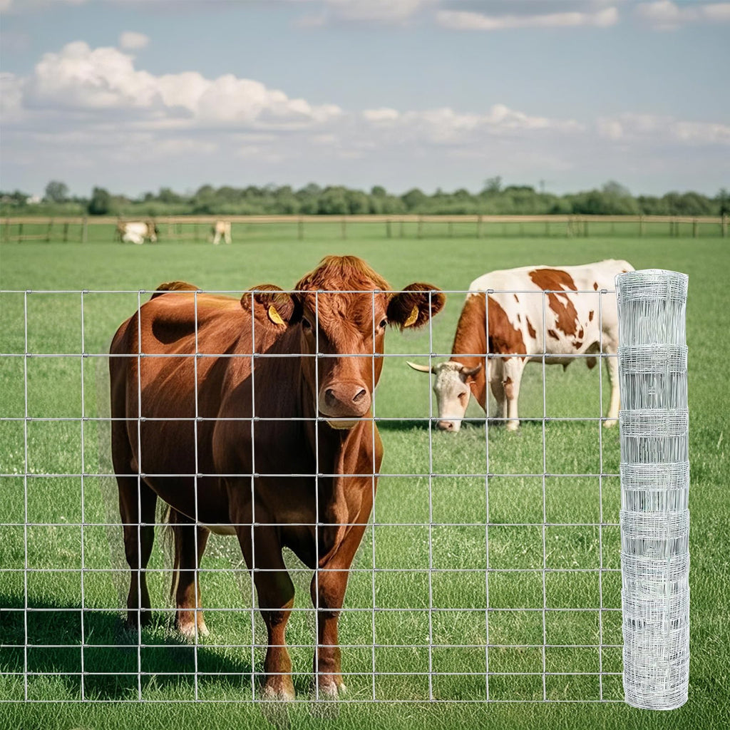 GARVEE 4'x164' Heavy Duty Galvanized Wire Mesh - 14-Gauge Steel Fence for Pasture/Stable/Yard Enclosure (Farm Fencing)