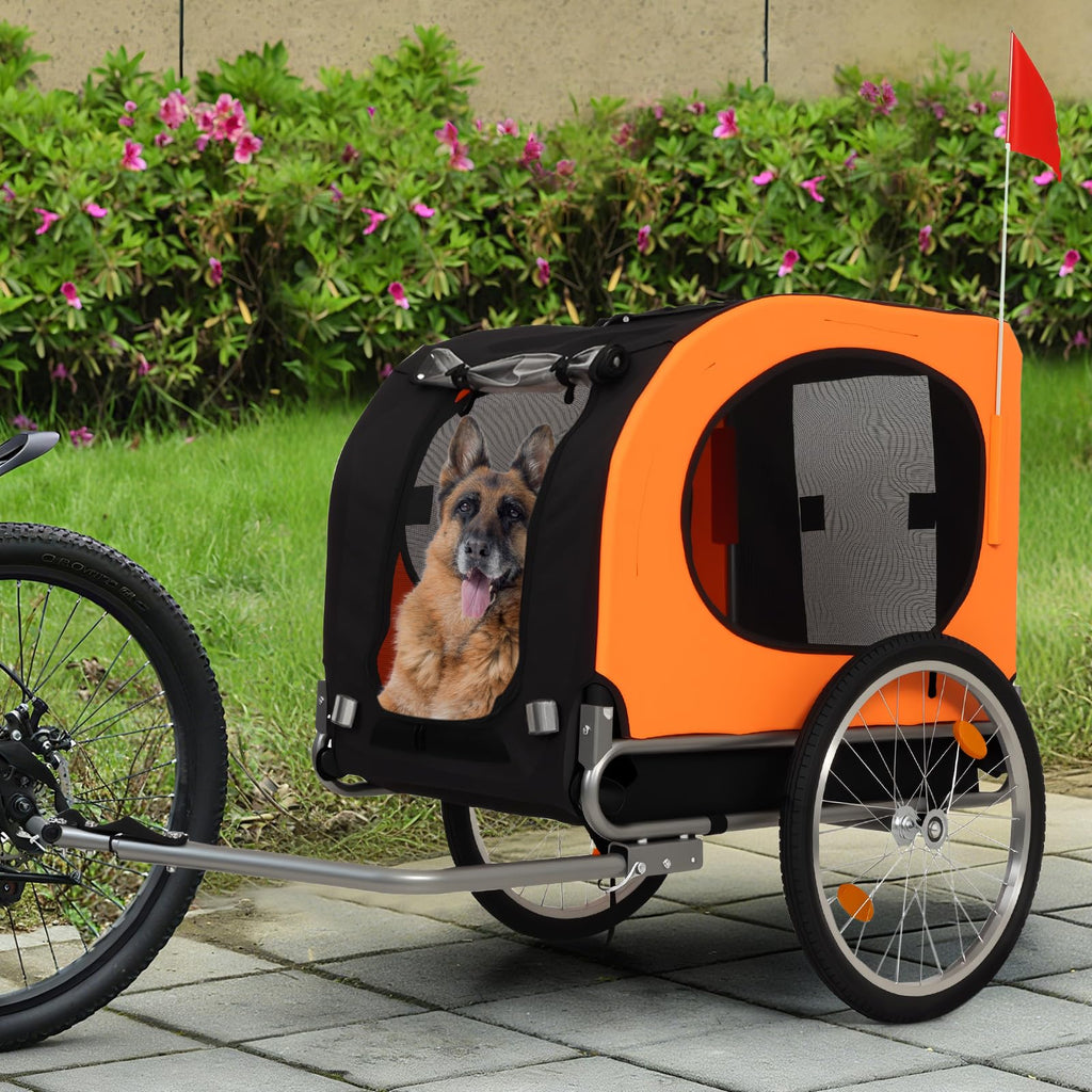 Garvee Dog Bike Trailer, Cargo Cycle Trailer, Quick-Release Wheels Supports 88LBS Easy Folding Carrier for Small Medium Pets Orange