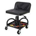 Garvee Rolling Mechanic Stool, 300 lbs Capacity, 16''-21'' Height Adjustable Soft Cushion Steel Frame Tool Tray 360° Lockable Wheels Black Workshop Garage