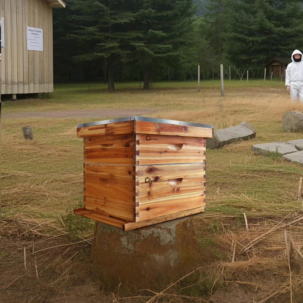 Garvee 10-Frame Langstroth Beehive Kit with Beeswax Coating, Cedarwood, Easy Assembly, Ventilated Design, Complete Starter Set for Beekeepers