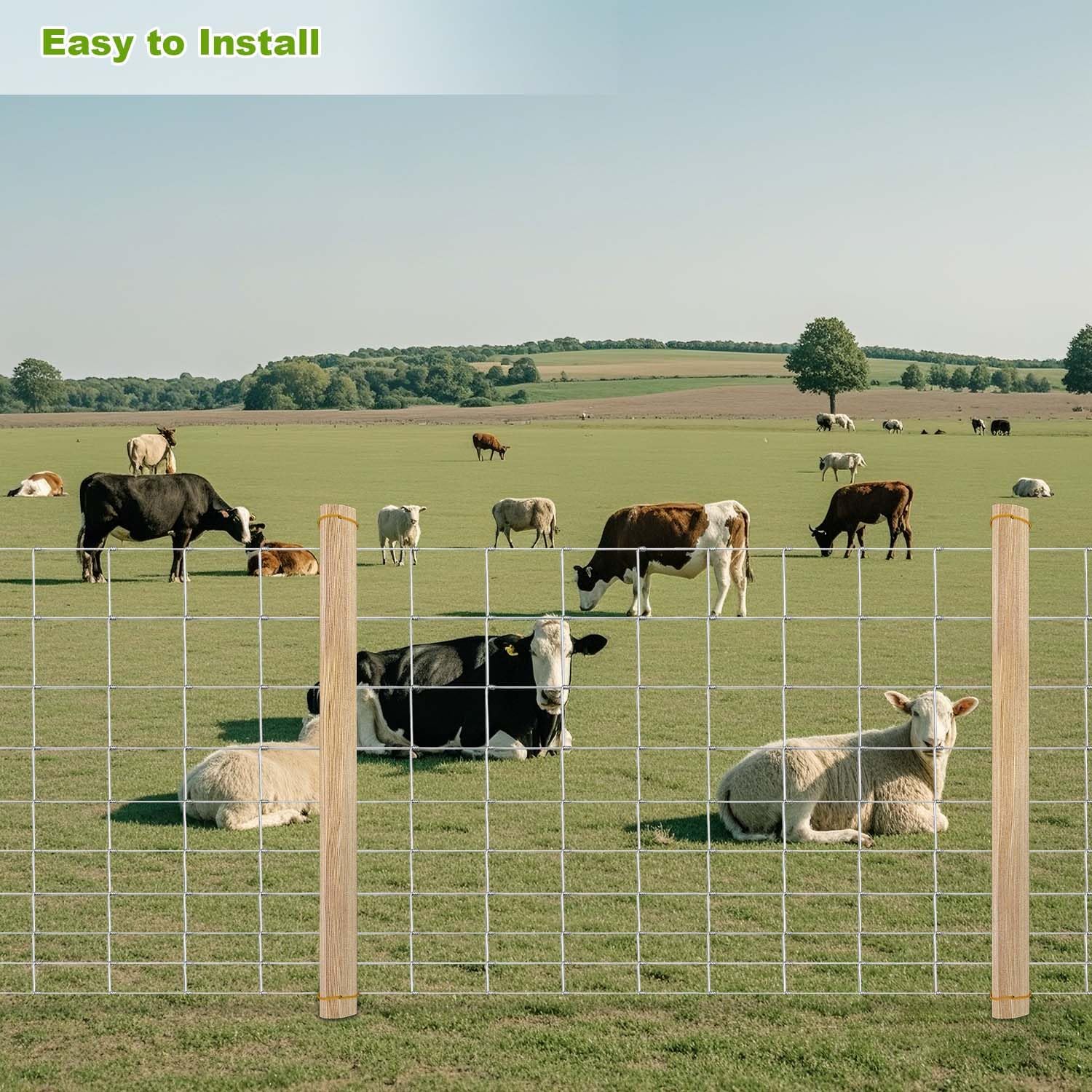 GARVEE 5'x164' Heavy Duty Galvanized Wire Mesh - 14-Gauge Steel Fence for Pasture/Stable/Yard Enclosure (Farm Fencing)