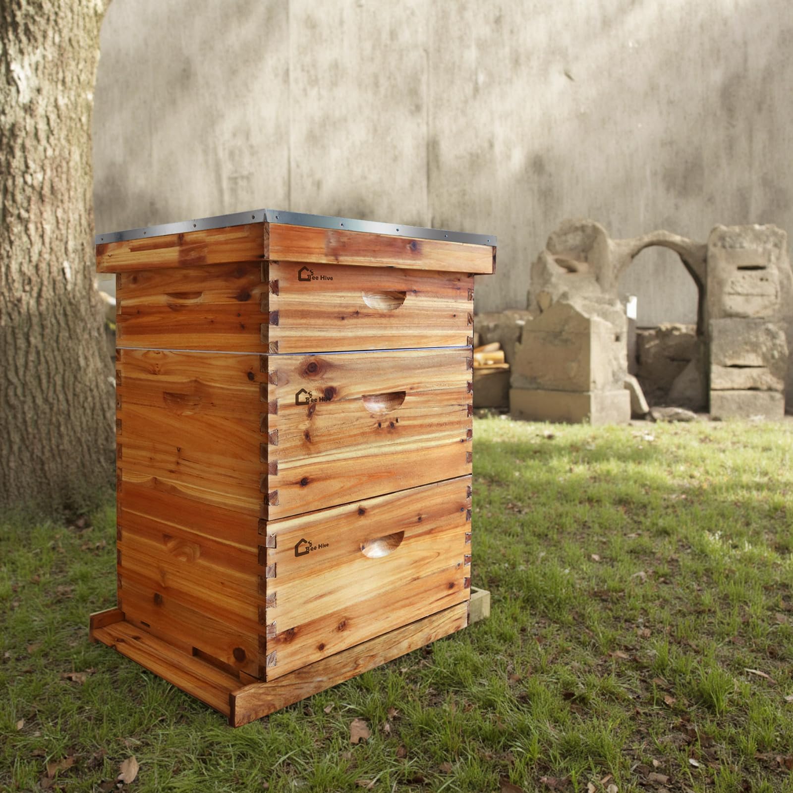 Garvee 10-Frame Langstroth Beehive Kit with Beeswax Coated Frames, Cedarwood, Dovetail Joints, Waterproof Cover, 2 Deep & 1 Medium Box, Beginner Friendly