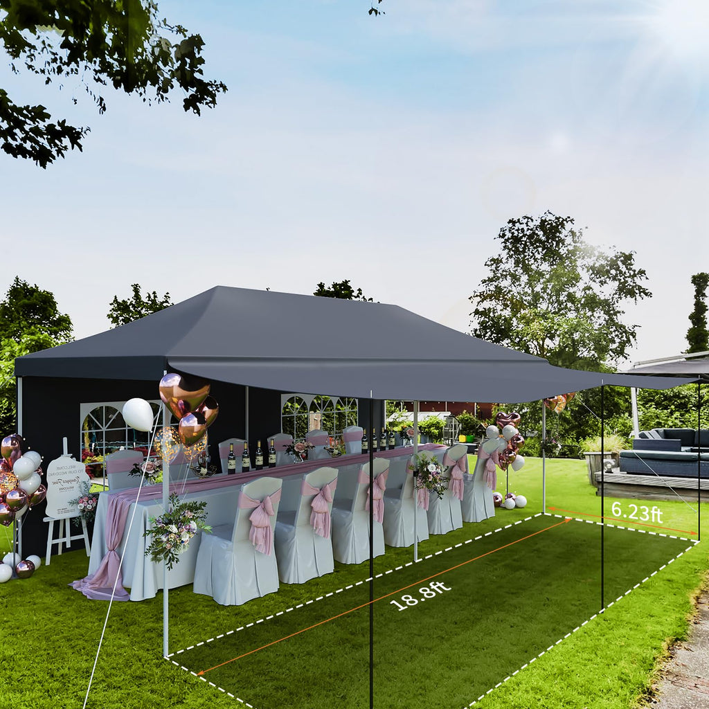 Garvee 10x20 Pop Up Canopy Tent Heavy Duty Waterproof with Roller Bag, Thickened Legs, 6 Sidewalls, Sandbags, Adjustable Height for Parties and Outdoor Events