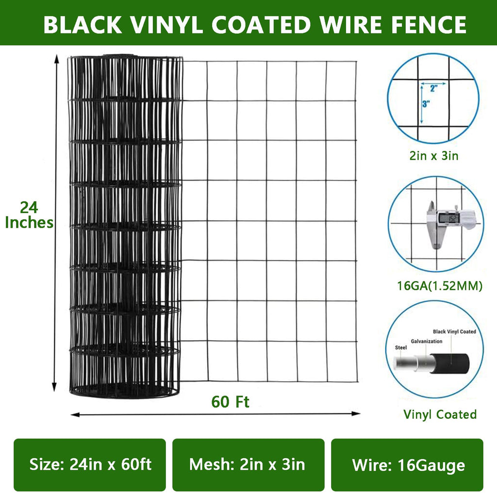 GARVEE 16-Gauge Welded Wire Mesh - 24"x60' Steel Hardware Cloth w/Gloves & Plier (Rust-Resistant for Garden Fencing/Pet Enclosures)