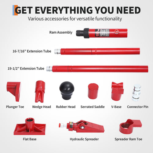 Garvee 10 Ton Porta Power Hydraulic Jack Kit with 4.6 Ft Oil Hose, Heavy Duty & Portable, HDPE Case, Automotive & Farm Use