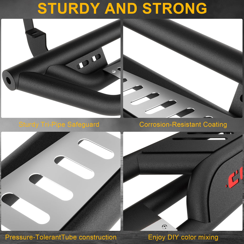 Garvee 6" Running Boards 550LB Side Steps, Non-Slip Black Powder Coated Rock Sliders, Fits 2019-2025 Dodge Ram 1500 Crew Cab New Body Style, Manual Included