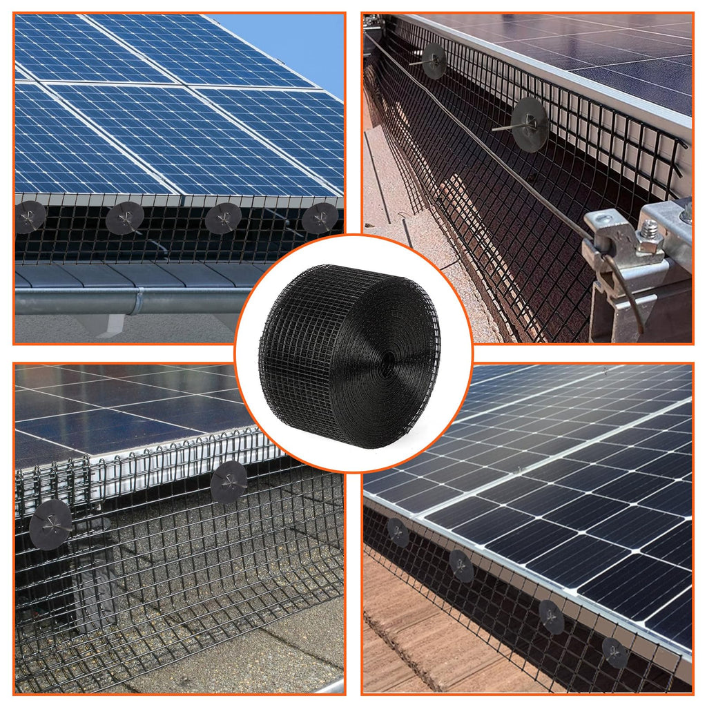 Garvee Solar Panel Critter Guard Mesh 6”x100' PVC Coated Wire Heavy Duty ½-Inch Grid with Clips, Cable Ties, Gloves, Pliers for Outdoor Pest Protection