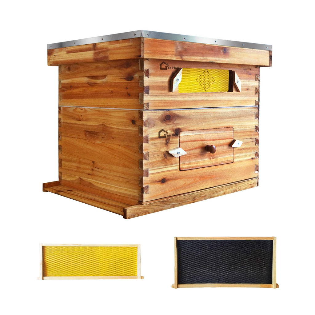Garvee 10-Frame Langstroth Beehive Kit with Acrylic Window, Beeswax Coated, Cedarwood, Easy Assembly, Ventilated, Starter Kit for Beekeepers