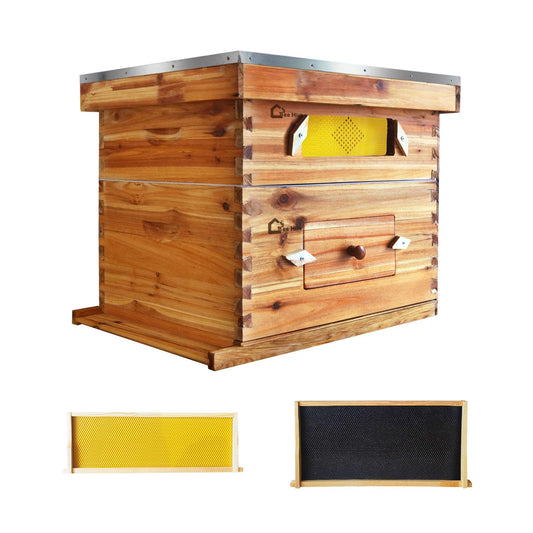 Garvee 10-Frame Langstroth Beehive Kit with Acrylic Window, Beeswax Coated, Cedarwood, Easy Assembly, Ventilated, Starter Kit for Beekeepers