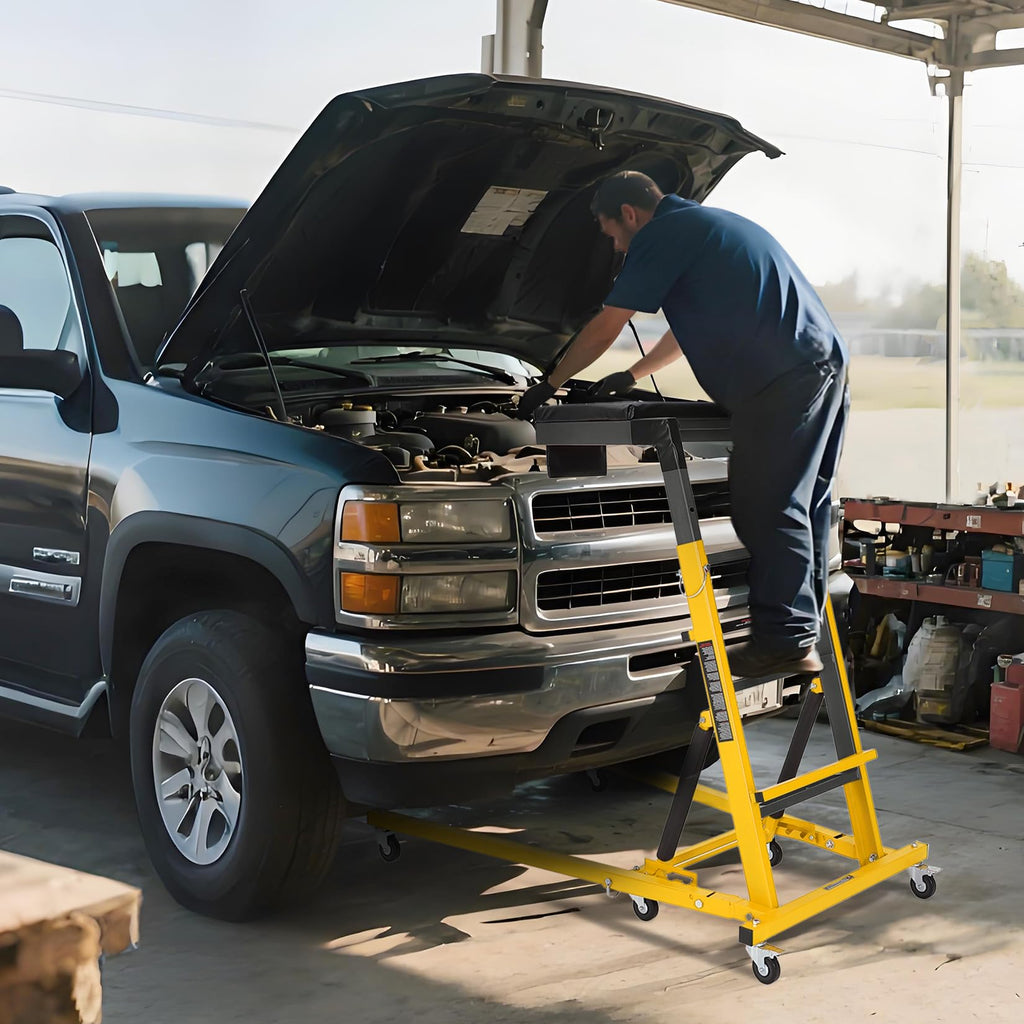 Garvee Automotive Top Creeper Adjustable Height 49.21-68.89" 400 LBS Capacity 6 Swivel Casters Steel Frame Foldable Garage Use