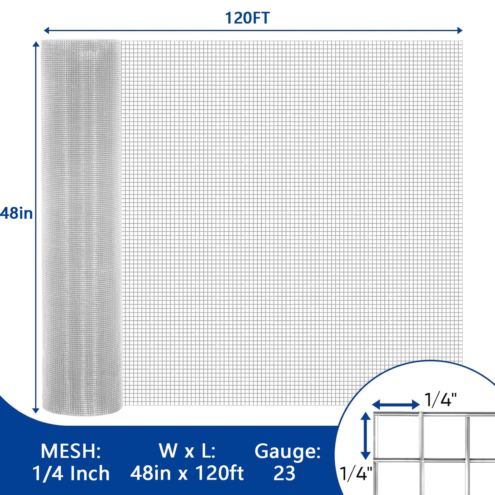 Garvee Hardware Cloth Welded Wire Mesh 1/4 in 23 Gauge Rust-Resistant Durable Galvanized Wire Roll with Gloves & Plier for Garden & Pet Fencing