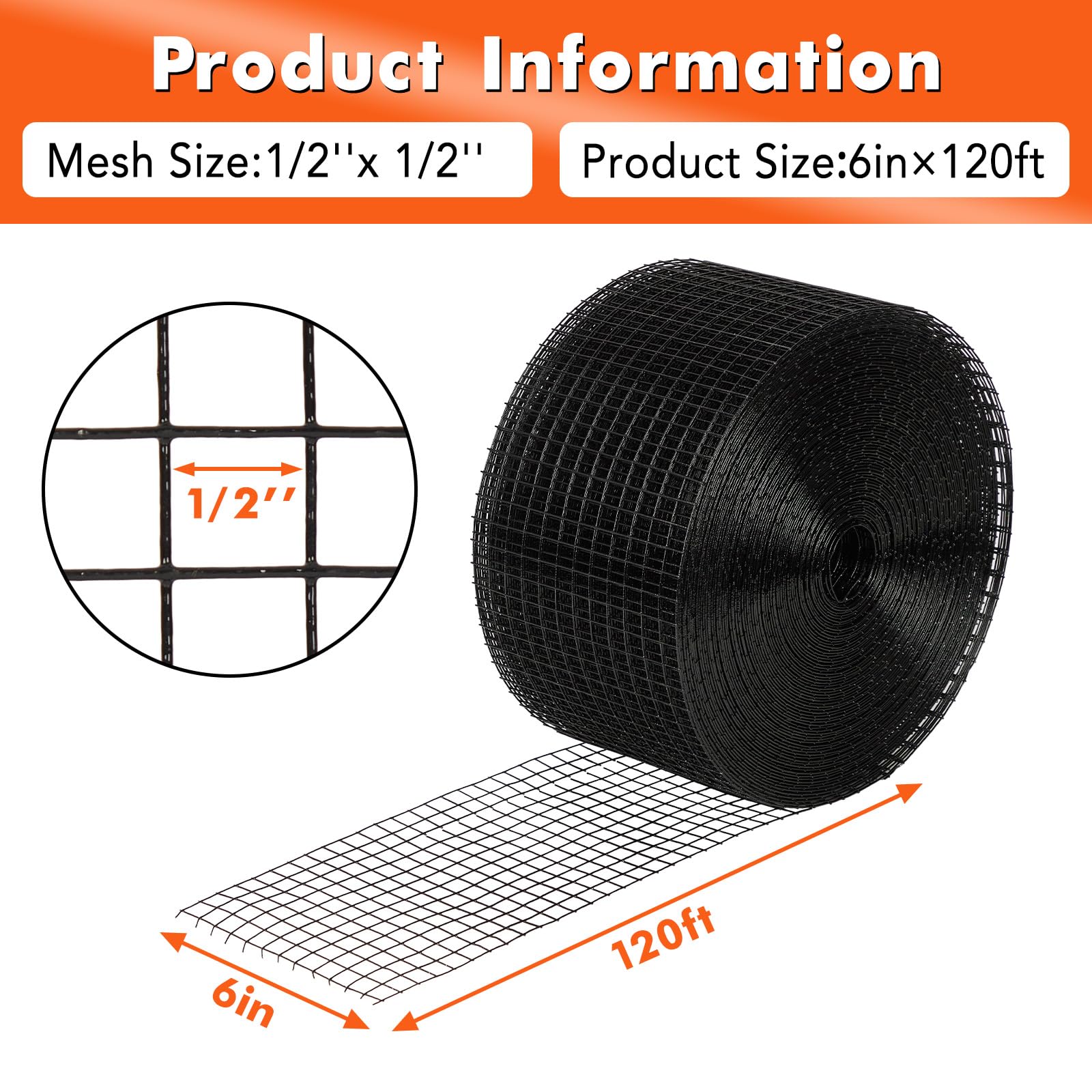 Garvee Solar Panel Bird & Critter Guard Kit 6"x120’ PVC Coated Wire Mesh ½-Inch Grid DIY Installation Fastener Clips Cable Ties for Outdoor Solar Protection