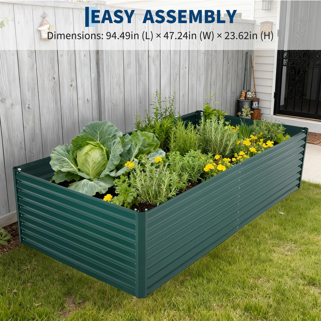 Garvee Galvanized Raised Garden Bed Kit with Cover, Extra Deep Metal Planter, Reinforced Structure, Effortless Assembly, Weather-Resistant Steel, Organic Gardening, Outdoor Use
