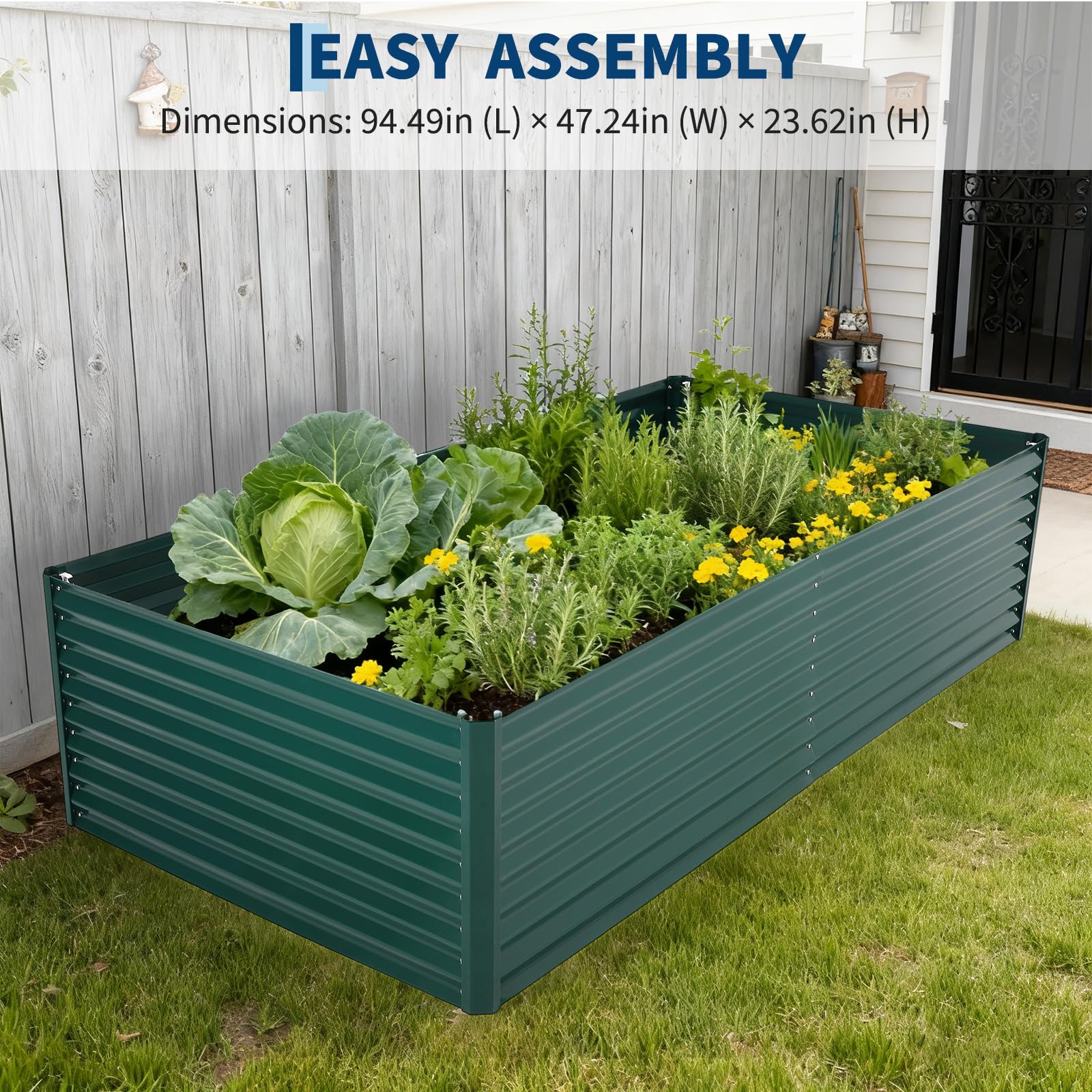 Garvee Galvanized Raised Garden Bed Kit with Cover, Extra Deep Metal Planter, Reinforced Structure, Effortless Assembly, Weather-Resistant Steel, Organic Gardening, Outdoor Use