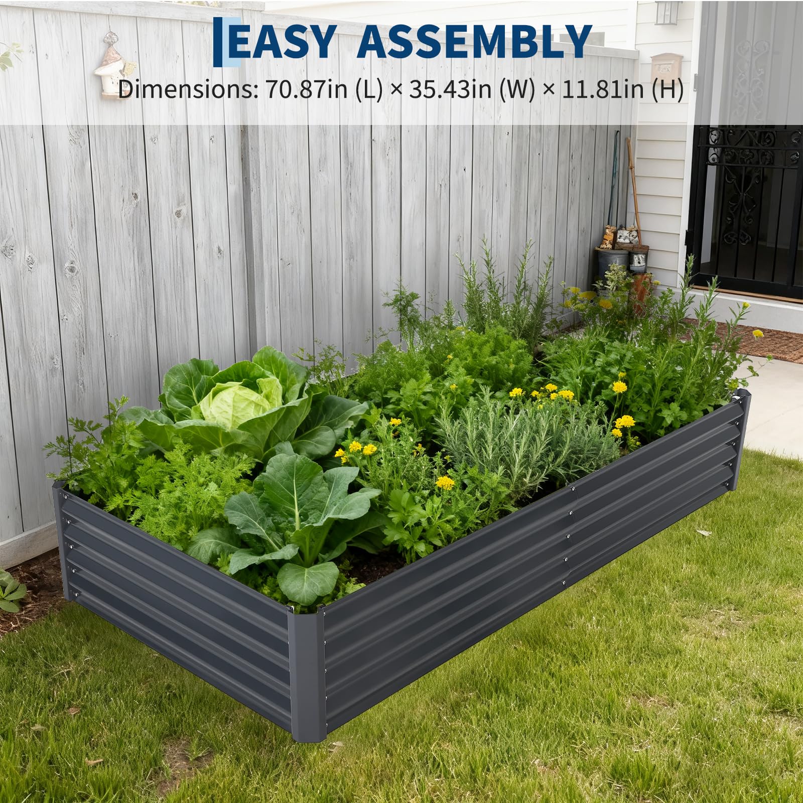 Garvee Galvanized Raised Garden Bed Kit Large Durable Planter with Reinforced Design & Optimal Drainage Steel Panels Easy Assembly for Outdoor Vegetable Gardening