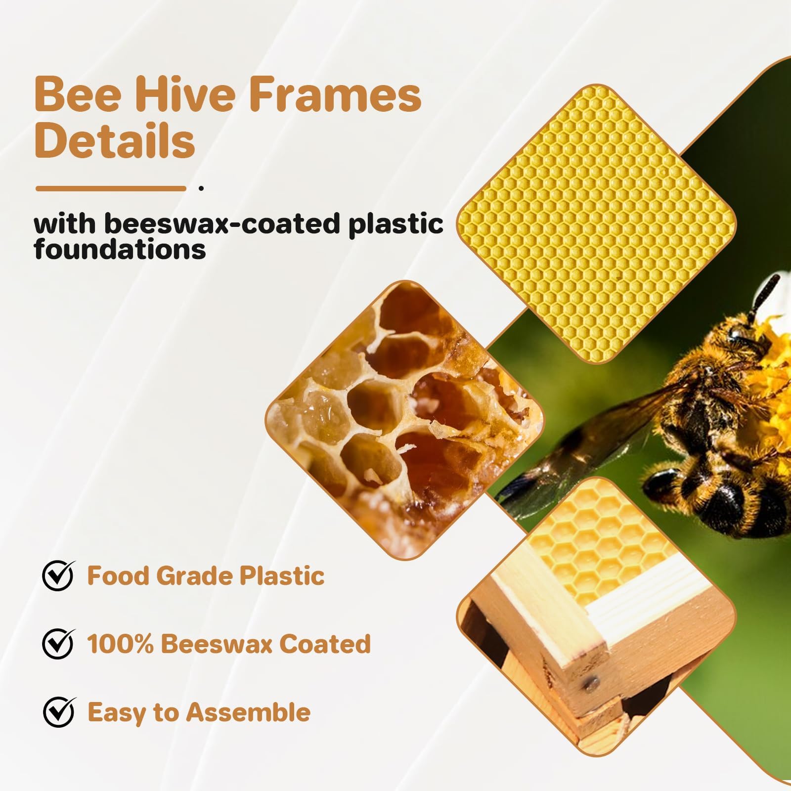 Garvee 10-Frame Medium Super Bee Hive Box Langstroth Compatible Beeswax Coated Cedarwood Transparent Window Ventilated Observation Tool-Free Assembly Outdoor Beekeeping