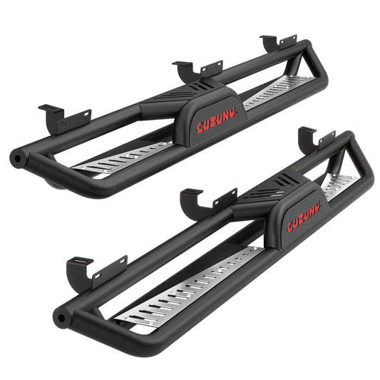 Garvee 6 Inch Running Boards for Jeep Wrangler JK 4DR - 550LB Load, Non-Slip Design, Carbon Steel, Bolt-On, Black Powder Coated - Off-Road Access