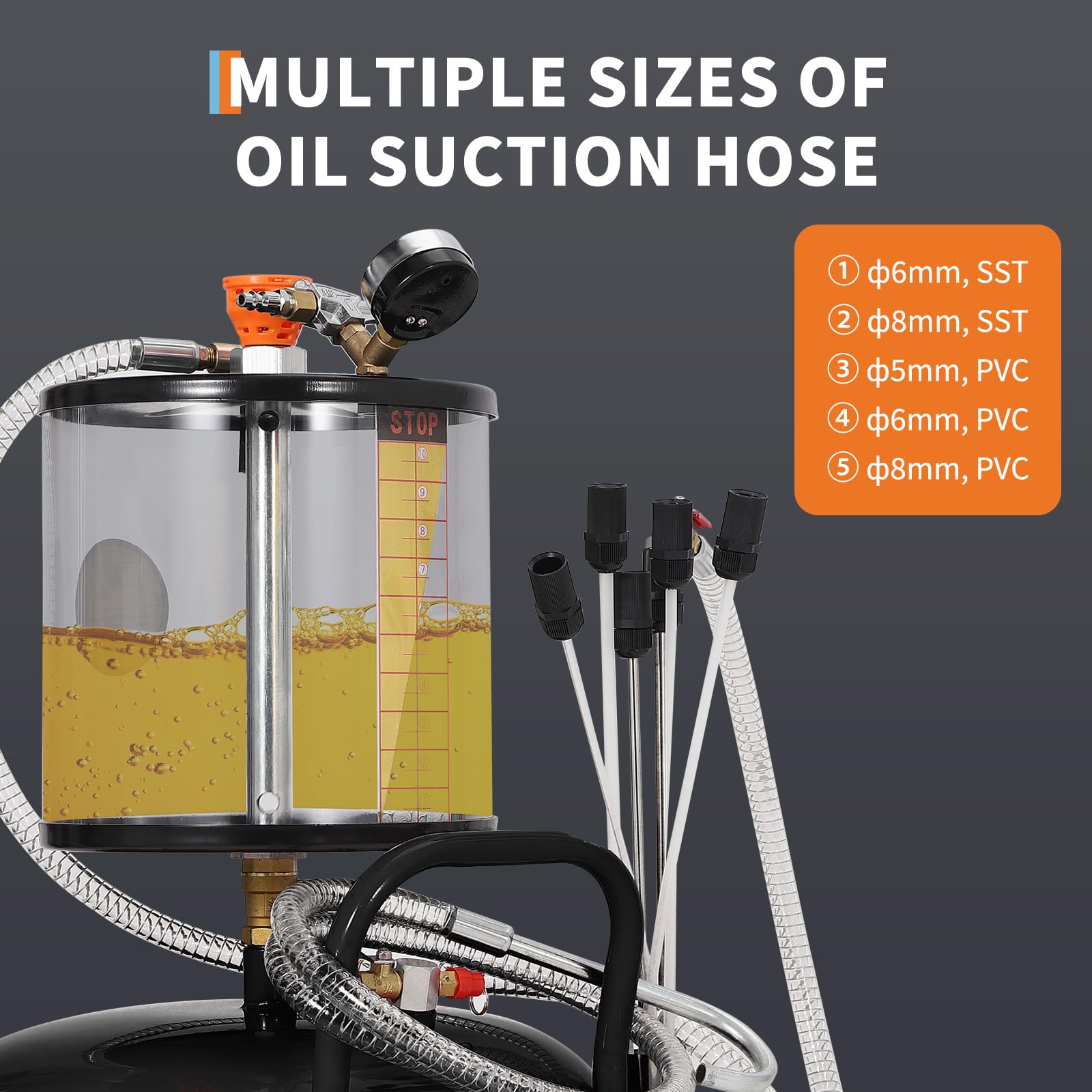 Garvee 20 Gallon Waste Oil Drain Tank Portable Air Operated Oil Drainer Adjustable Funnel Steel with Wheels Toolbox for Auto Workshops
