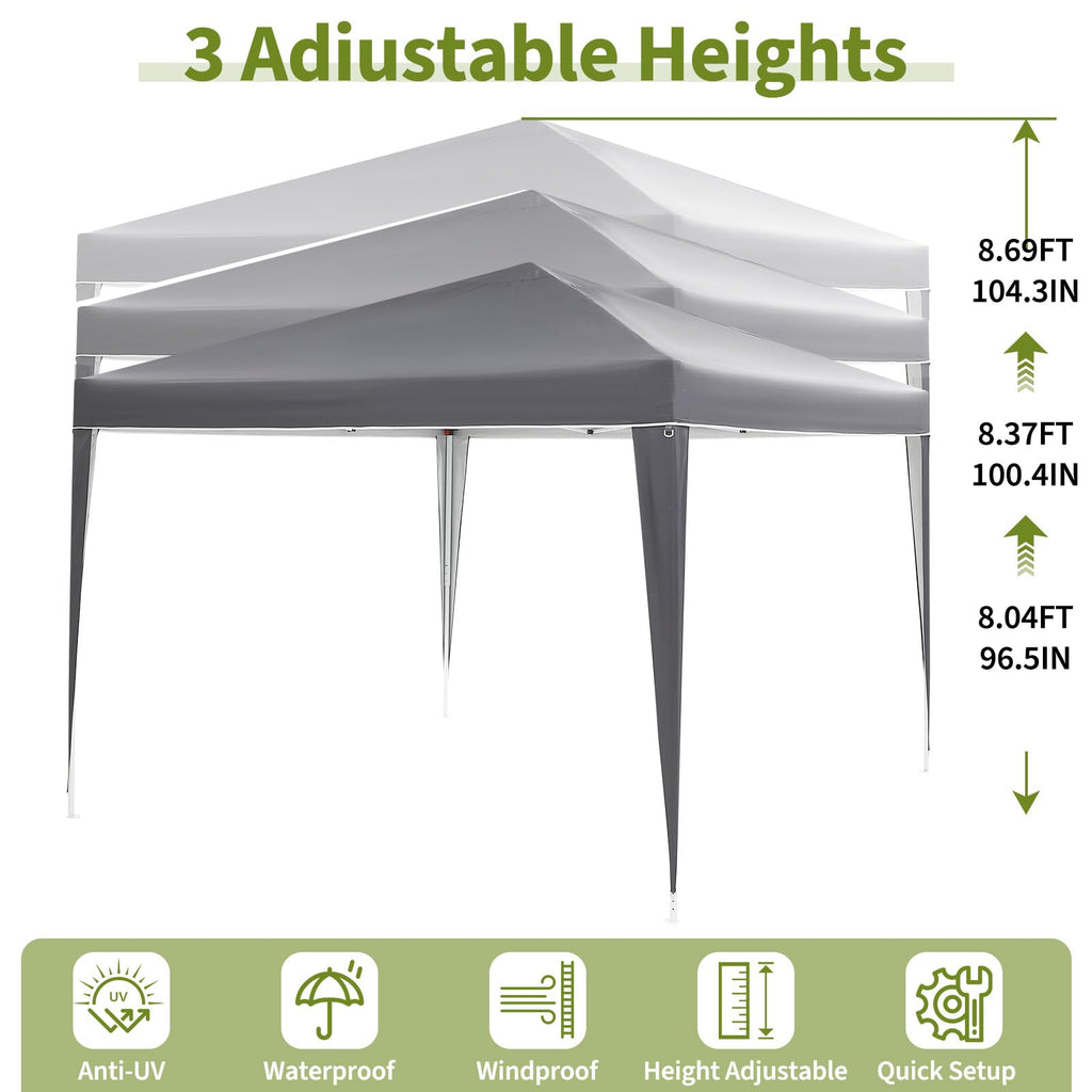 Garvee 10x10 Pop Up Canopy Tent Waterproof Portable with 4 Sidewalls, Roll-Up Windows, Heavy-Duty 600D Fabric, Sandbags & Stakes Included for Camping & Parties