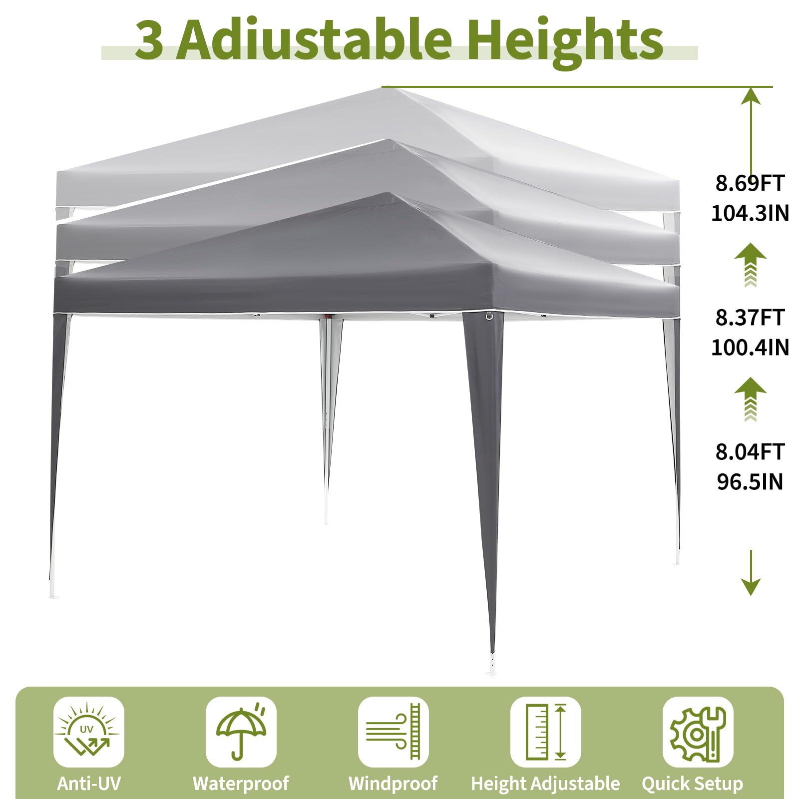 Garvee 10x10 Pop Up Canopy Tent Waterproof Portable with 4 Sidewalls, Roll-Up Windows, Heavy-Duty 600D Fabric, Sandbags & Stakes Included for Camping & Parties