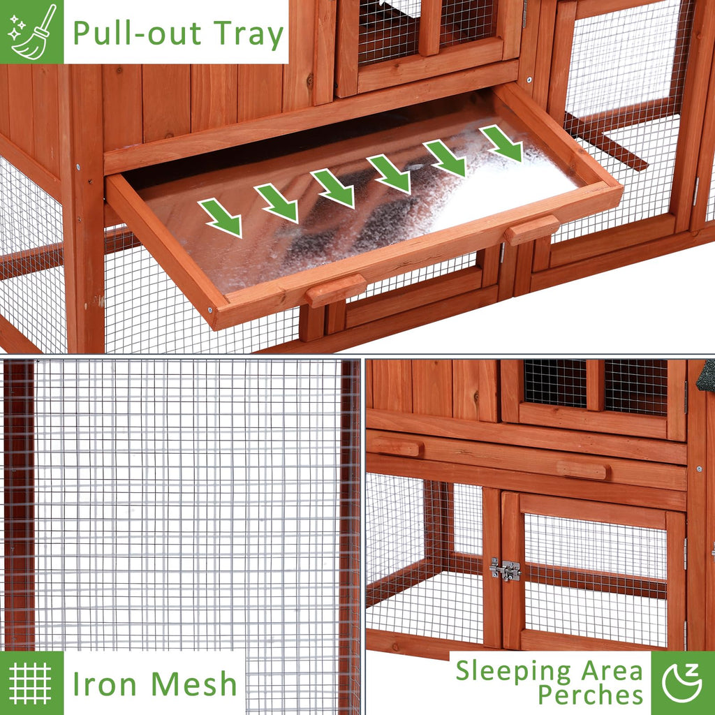 Garvee 54'' Rabbit Hutch Indoor Outdoor Rabbit Cage, Two Floors Wooden Rabbit Cage Indoor, Wooden Chicken Coop Guinea Pigs Pet House Cage with Run, Pull Out Tray, Asphalt Roof for Small Animals