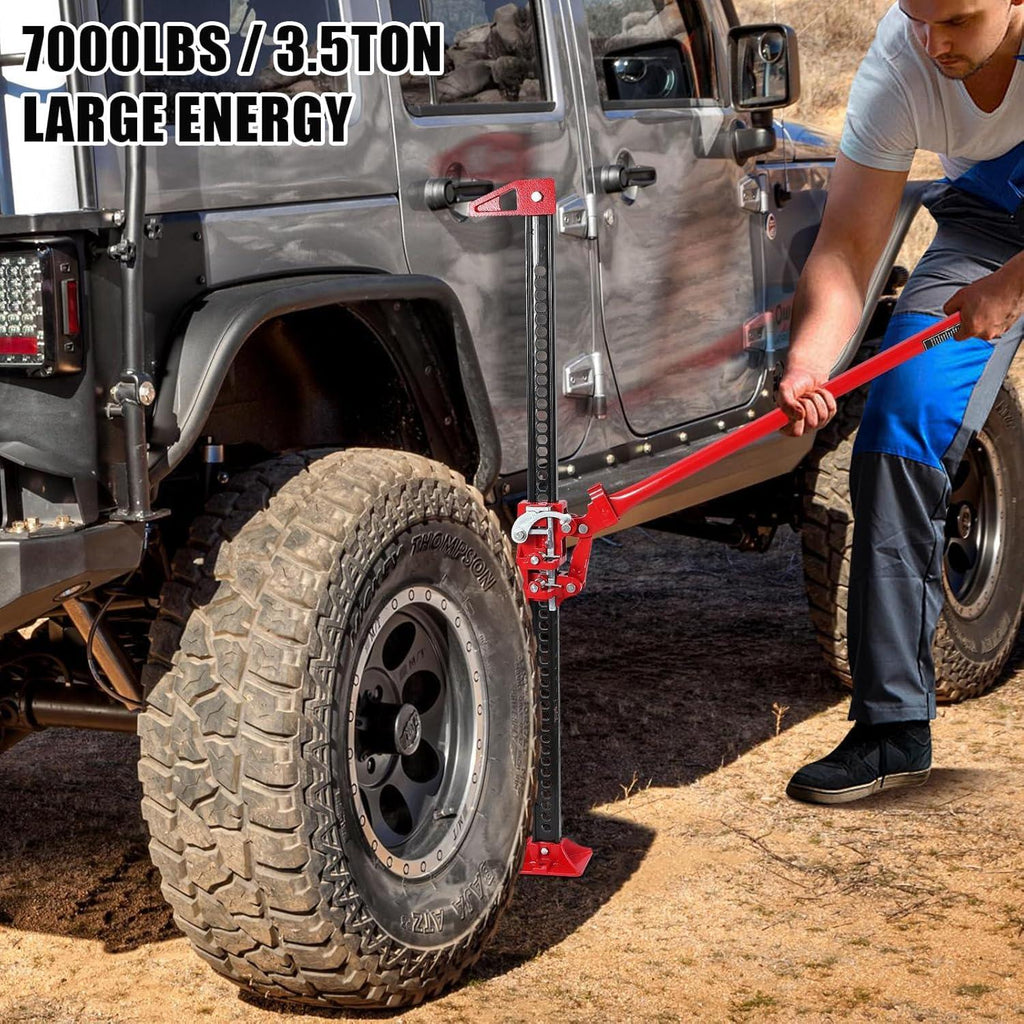 Garvee 48'' High Lift Farm Jack 3.5 Ton Ratcheting Heavy-Duty Cast Steel Rust-Resistant Versatile Utility Off-Road Rescue