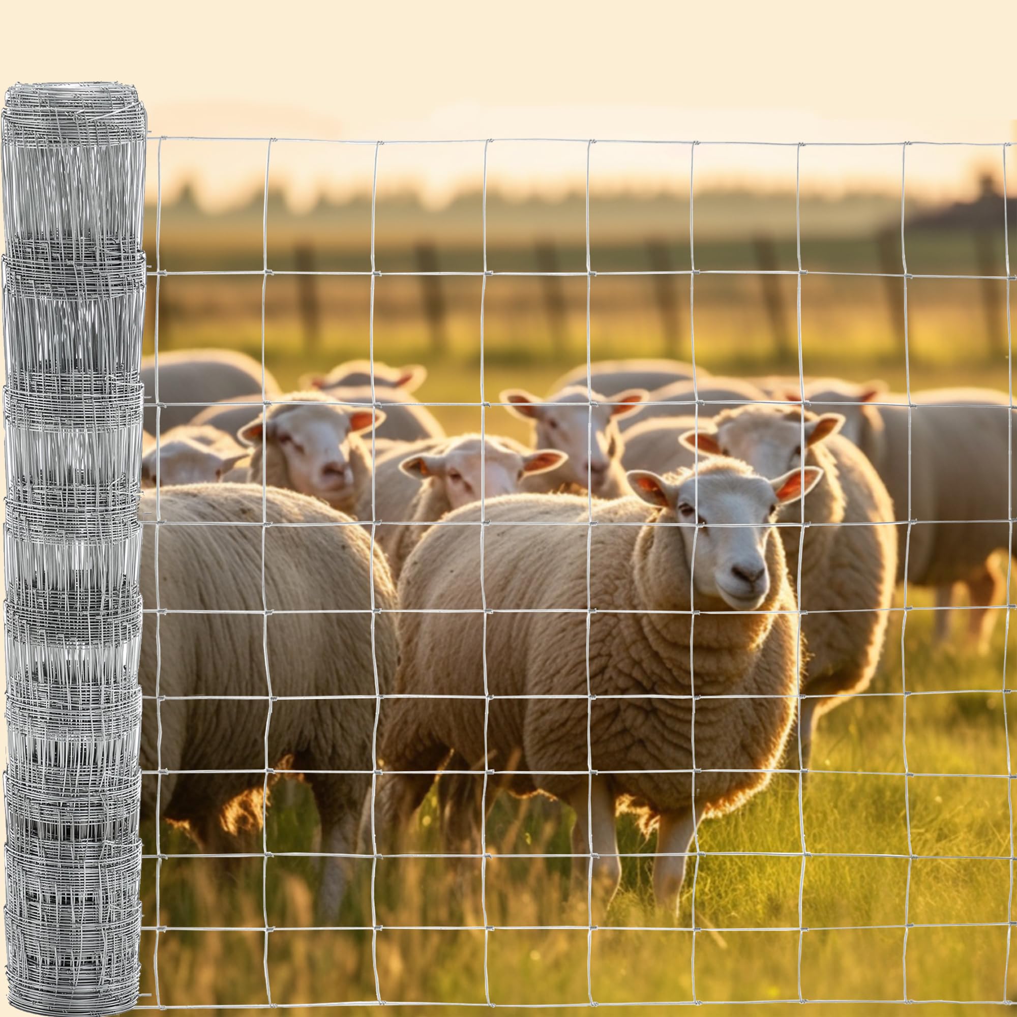 GARVEE 4'x164' Heavy Duty Galvanized Wire Mesh - 14-Gauge Steel Fence for Pasture/Stable/Yard Enclosure (Farm Fencing)