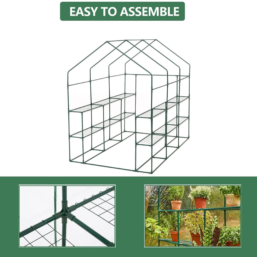 Garvee 85" x 56" x 77" Walk-In Greenhouse, Heavy-Duty Outdoor Plant Tent with UV-Resistant Weatherproof Cover, Mesh Vent Windows for Garden, Backyard & Patio, Transparent