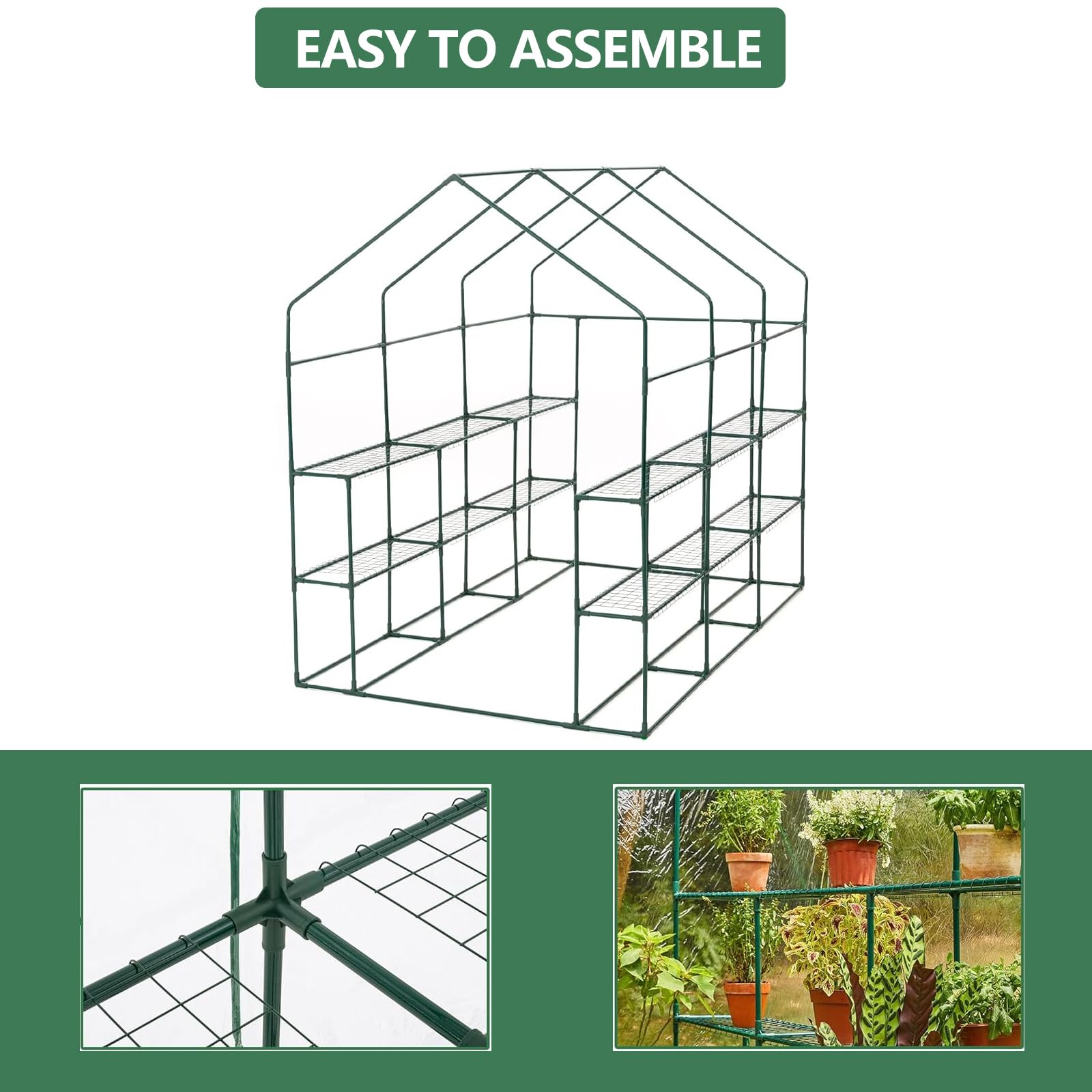 Garvee 85" x 56" x 77" Walk-In Greenhouse, Heavy-Duty Outdoor Plant Tent with UV-Resistant Weatherproof Cover, Mesh Vent Windows for Garden, Backyard & Patio, Transparent