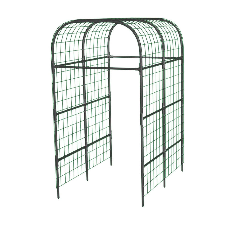 Garvee 7.3Ft Metal Garden Arch Trellis Black Climbing Plant Support Durable Rust-Resistant Steel Plastic Connectors Easy Assembly for Raised Beds