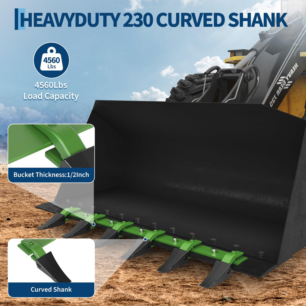 Garvee 48" Steel Bucket Tooth Bar for Tractor Loader, 4,560 Lbs Load Capacity, Removable Teeth, Powder Coated, Fits Cutting Edges ≤1/2",  Effortless Installation, Excavation Use