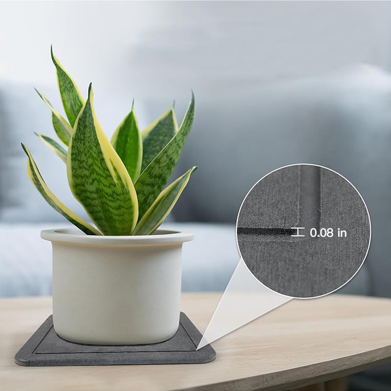 Garvee Diatomite Plant Saucer, Fast-Absorbing Plant Pot Tray with Deep Grooves, Natural Stone Drainage Tray for Indoor Plants, Decorative Holder for Soap & Sponge, Easy to Clean with Sandpaper, Eco-Friendly
