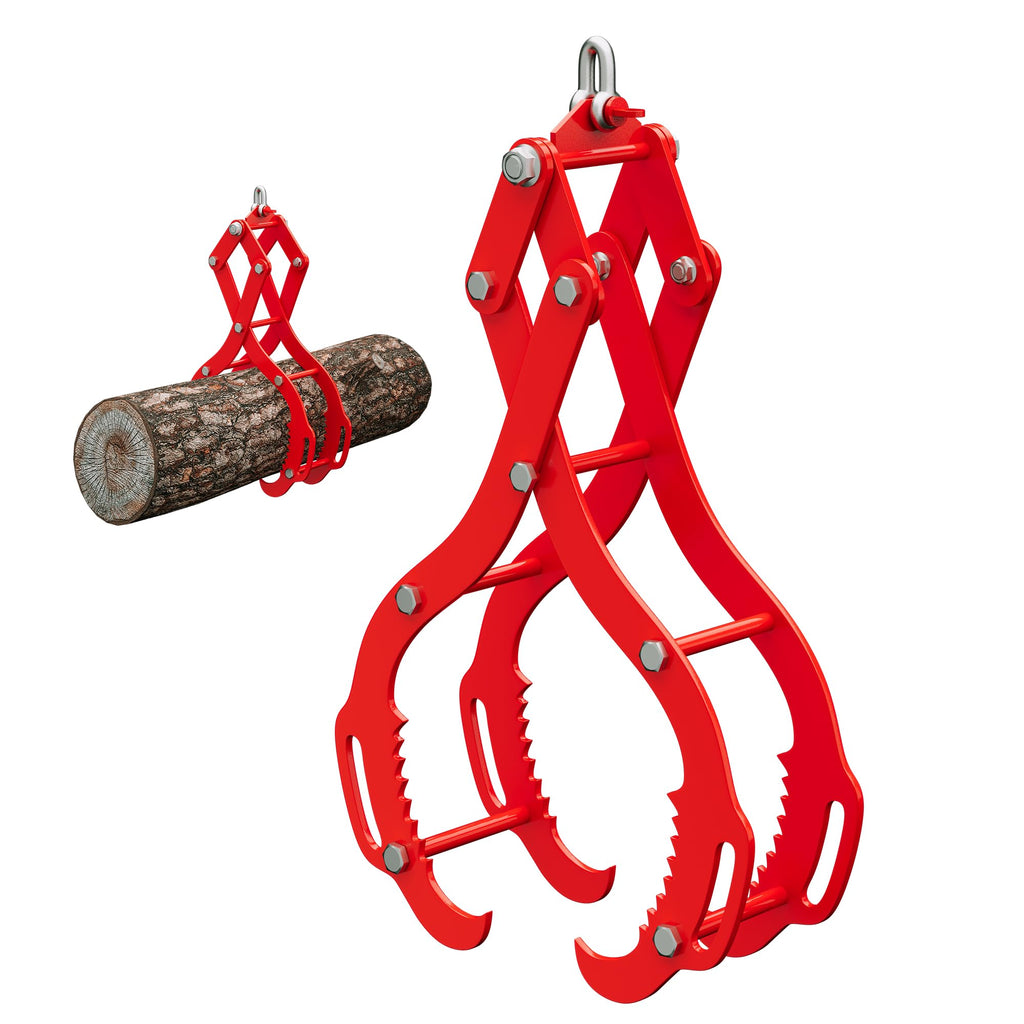 Garvee 32 Inch Log Lifting Tongs Heavy Duty Steel 4 Serrated Claw Hooks Swivel Handles for Tractors Trucks Lumber Skidding