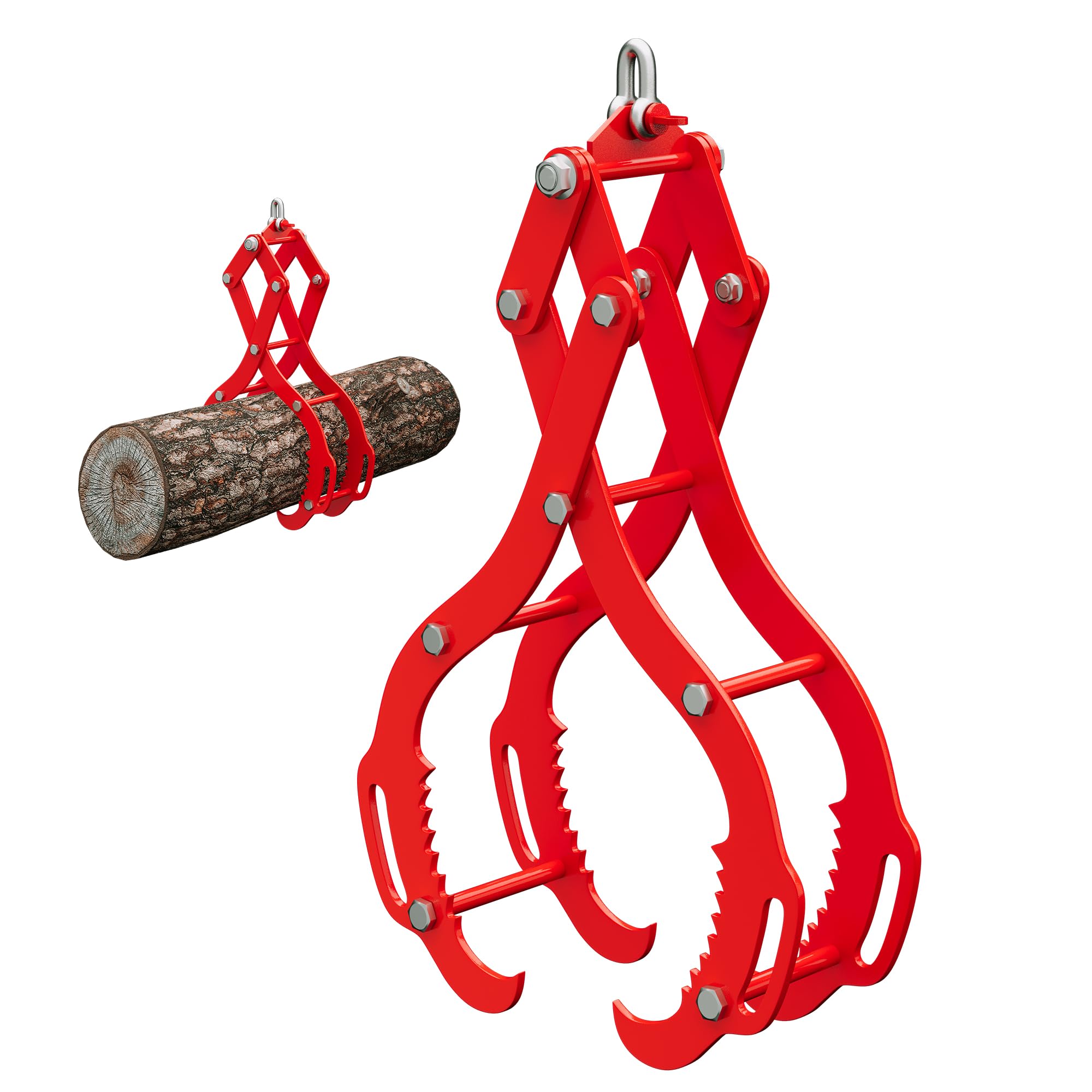 Garvee 32 Inch Log Lifting Tongs Heavy Duty Steel 4 Serrated Claw Hooks Swivel Handles for Tractors Trucks Lumber Skidding