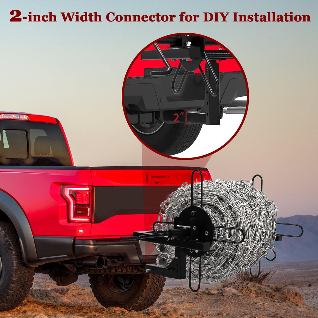 Garvee Wire Unroller with Bolts, Receiver Hitch Compatible, Powder Coated Rust-Resistant Steel, Safety Non-Slip Design, Multifunctional for Fencing and Outdoor Use