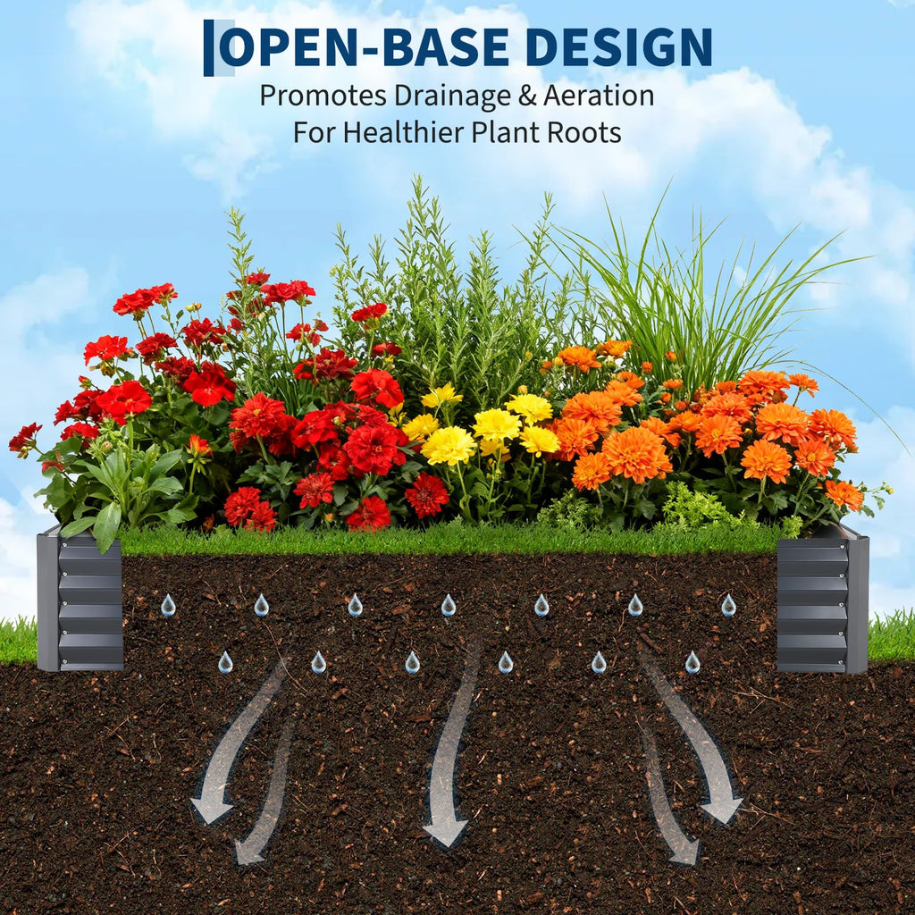 Garvee Galvanized Raised Garden Bed Kit Large Durable Planter with Reinforced Design & Optimal Drainage Steel Panels Easy Assembly for Outdoor Vegetable Gardening