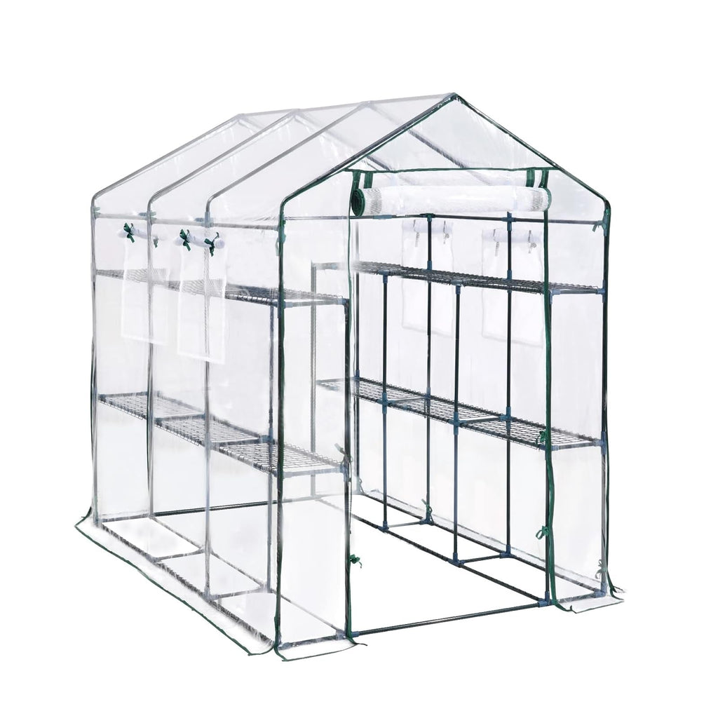 Garvee 85" x 56" x 77" Walk-In Greenhouse, Heavy-Duty Outdoor Plant Tent with UV-Resistant Weatherproof Cover, Mesh Vent Windows for Garden, Backyard & Patio, Transparent