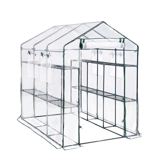 Garvee 85" x 56" x 77" Walk-In Greenhouse, Heavy-Duty Outdoor Plant Tent with UV-Resistant Weatherproof Cover, Mesh Vent Windows for Garden, Backyard & Patio, Transparent