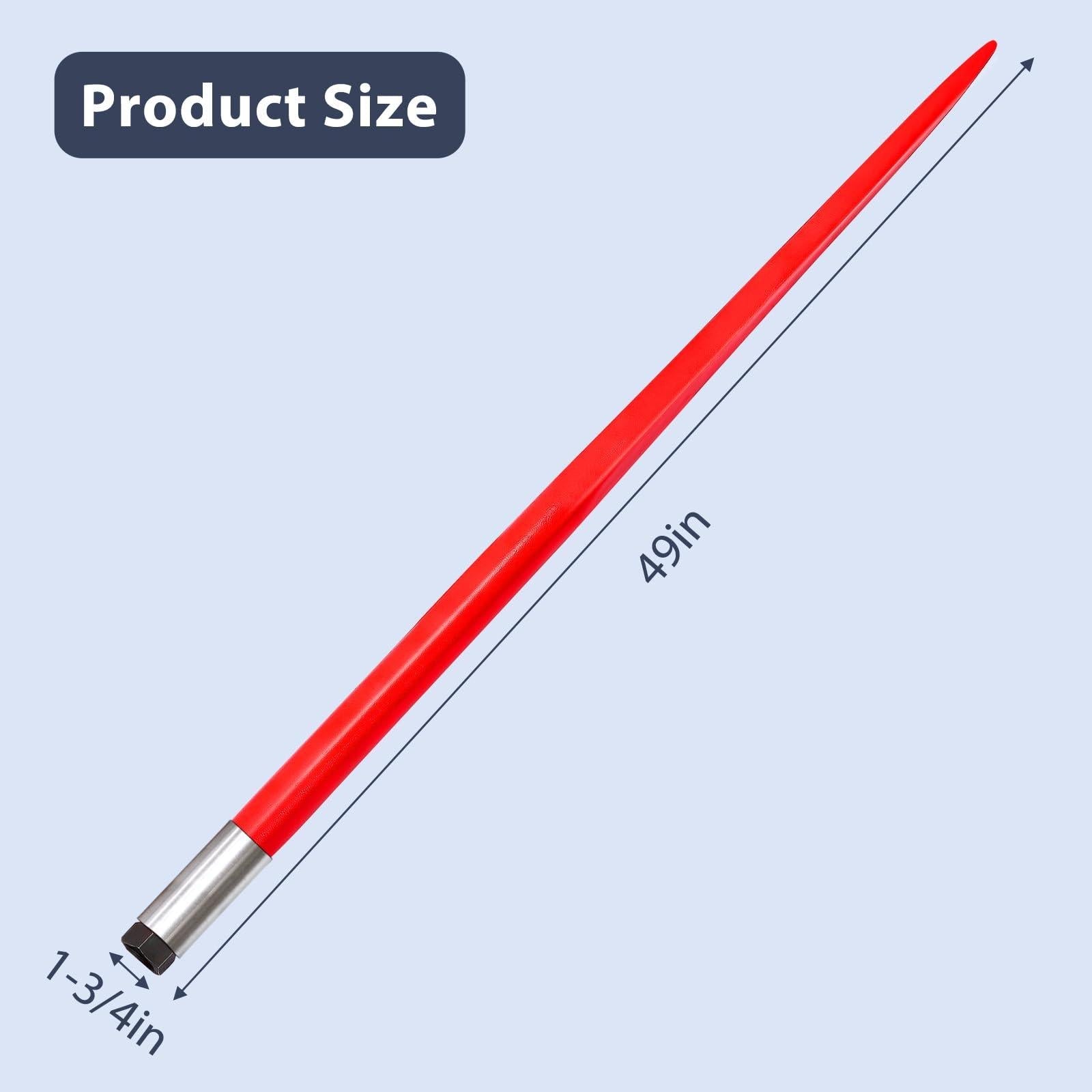 Garvee Hay Spear 49" 4000 lbs Capacity Quick Attach Steel Bale Spike with Stabilizer for Tractors and Loaders
