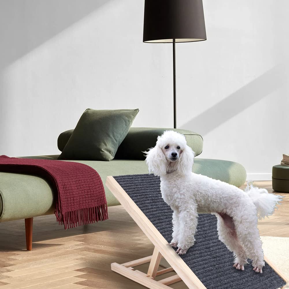 Garvee Wooden Adjustable Dog Ramp for Bed Couch, 27.6'' x 13.4'' Foldable Pet Ramp for Small or Large Dog with Non-Slip Surface Portable Dog Car Ramp for SUV Car, RVs & Truck, Up to 100 LBS