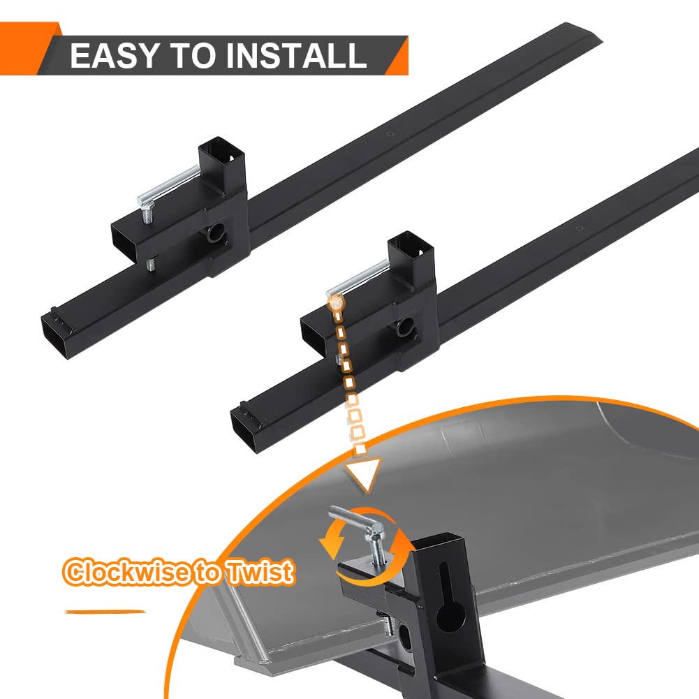 Garvee Pallet Forks 43 Inch Clip-On Tractor Forks 1500 lbs Capacity Adjustable Stabilizer Bar Steel Durable for Skid Steer Agriculture Farms