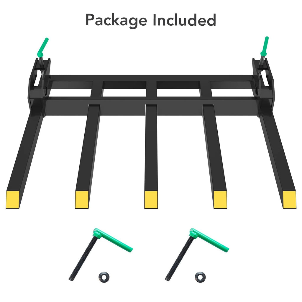 GARVEE 2500LB Clip-On Debris Forks - Fits 42-48" Buckets, Heavy-Duty Steel Quick-Mount Forks for Loaders/Skid Steers
