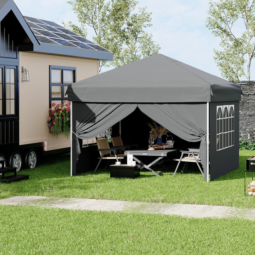 Garvee 10x10 Pop Up Canopy Tent Waterproof Portable with Full Truss Frame, UPF 50+ Fabric, Adjustable Height, Sandbags & Stakes for Camping & Beach