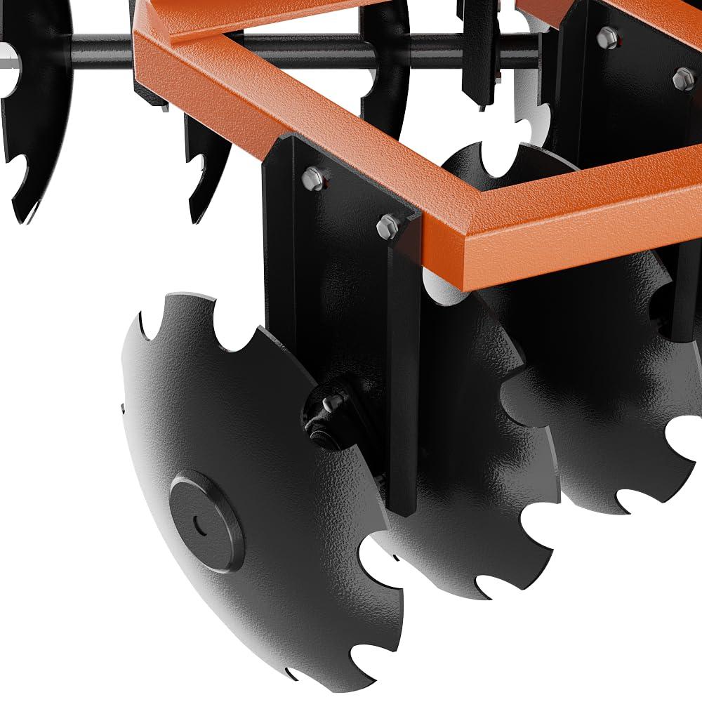 Garvee 5ft Disc Harrow Plow Tractor Attachment – 3-Point Hitch, 16” Notched Discs for Field Cultivation & Soil Preparation