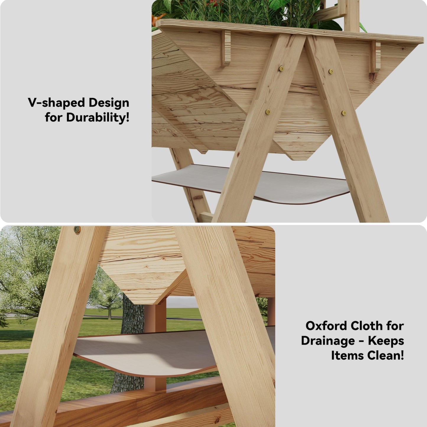 Garvee 52x30x54in Raised Garden Bed with Legs, Elevated Wooden Raised Planter Box with Vine Climbing Trellis Outdoor Standing Growing Bed for Growing Vegetables Flowers Herbs