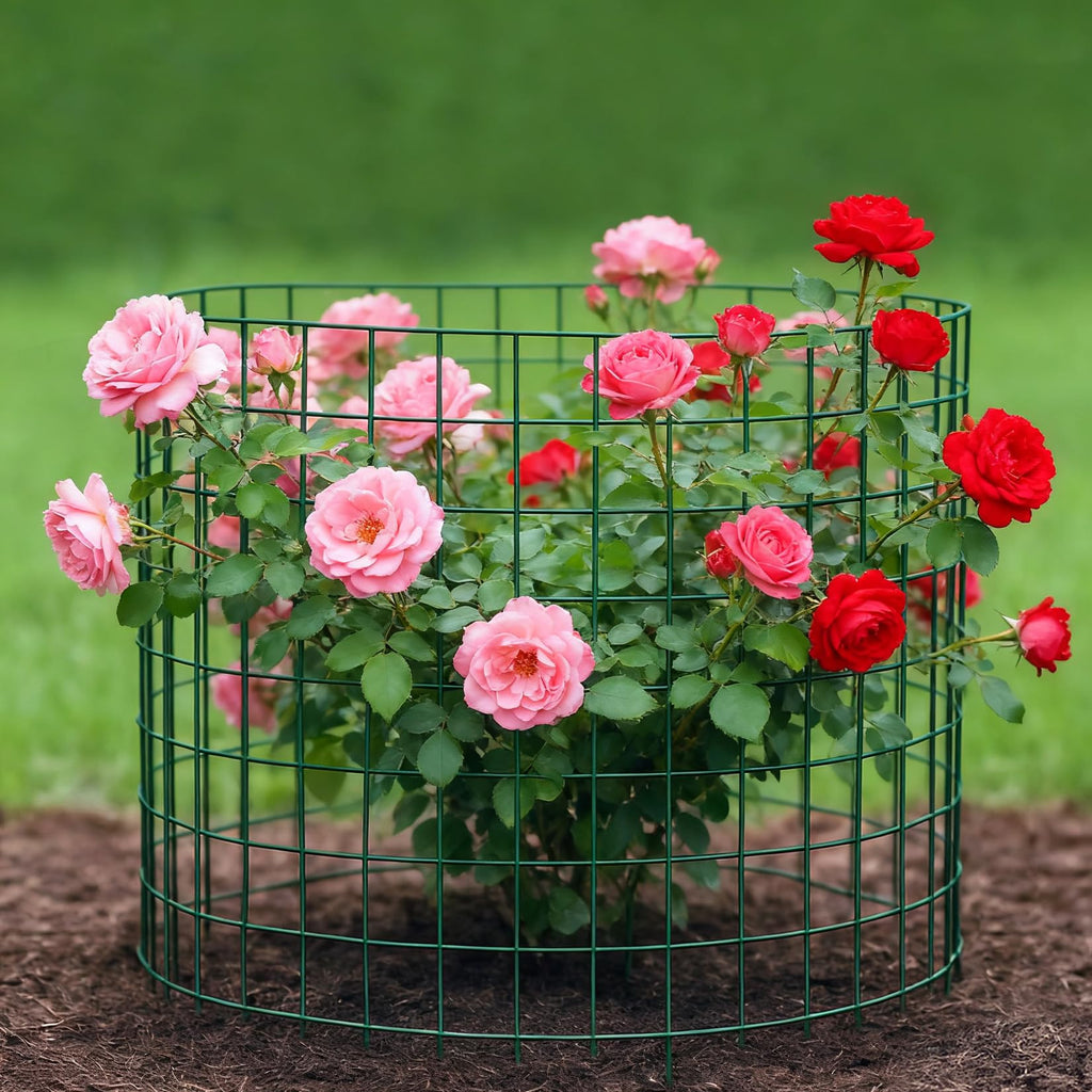 Garvee 18-Pack Heavy Duty Plant Covers with Stakes - Rust-Proof Coated Steel - Adjustable Cylindrical & Rectangular Cages - Includes Stakes, Ties, Gloves - Garden Protection for Vegetables & Flowers