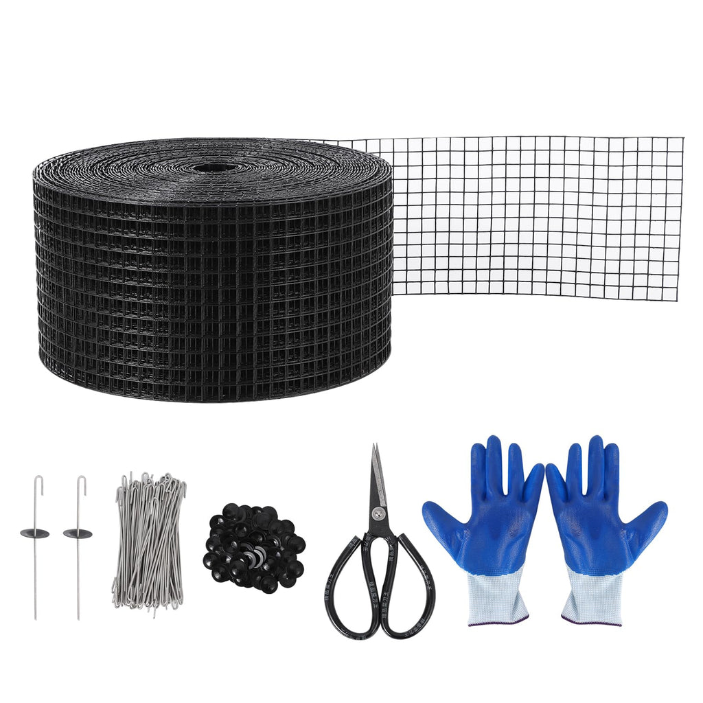 Garvee 8x100ft Solar Panel Bird & Critter Guard Roll – 1/2" PVC-Coated Galvanized Mesh Kit with Stainless Fasteners, Gloves & Scissors