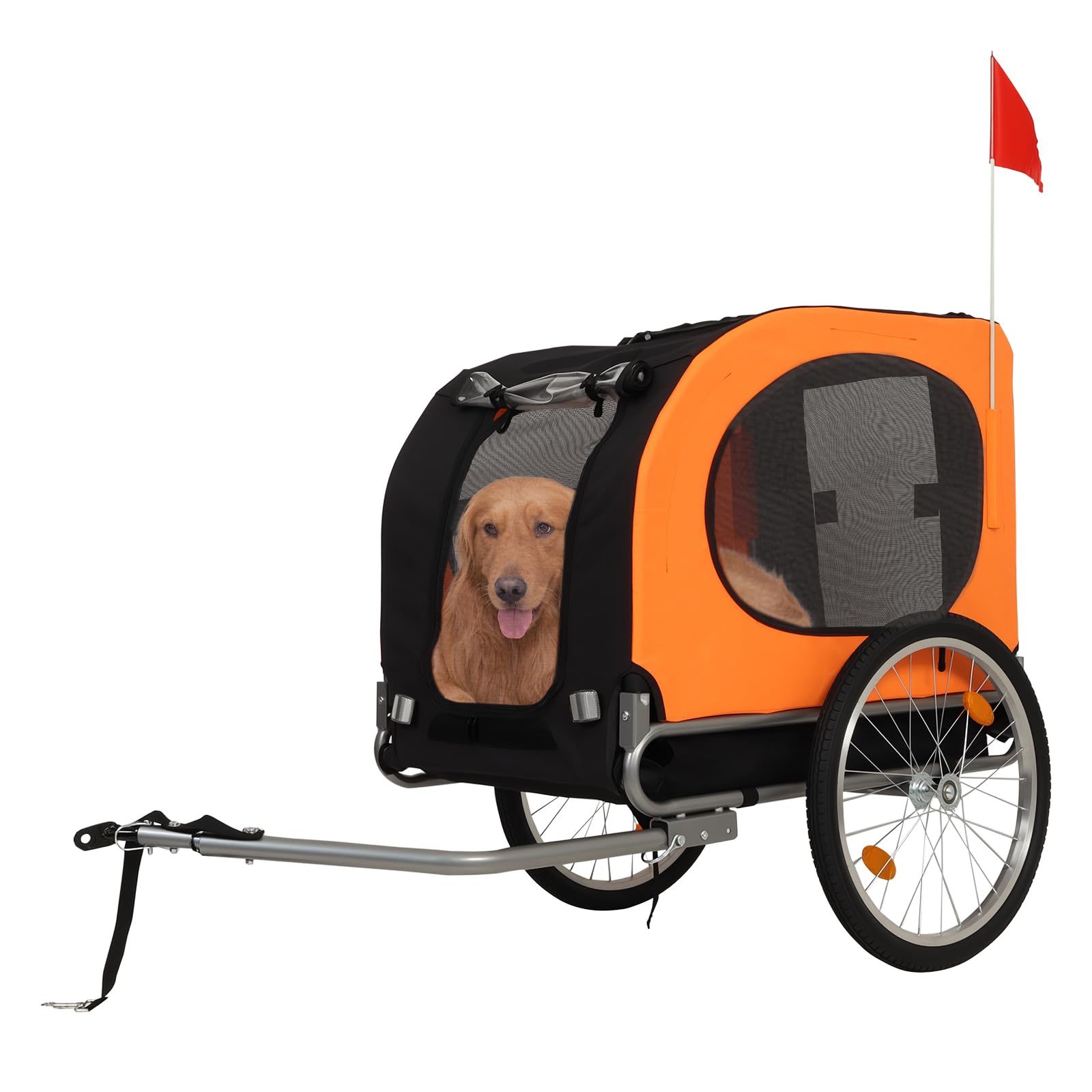 Garvee Dog Bike Trailer, Cargo Cycle Trailer, Quick-Release Wheels Supports 88LBS Easy Folding Carrier for Small Medium Pets Orange